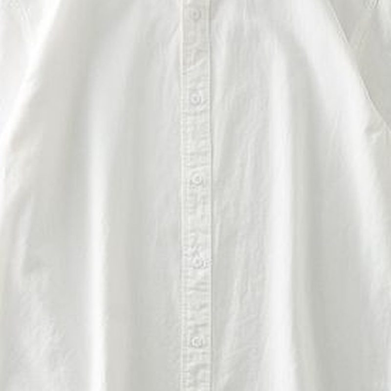 350G重磅纯棉短袖衬衫 日系宽松白衬衣 细节图2