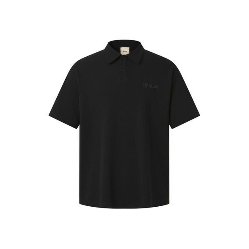 纯色小刺绣黑色Polo衫 夏季短袖